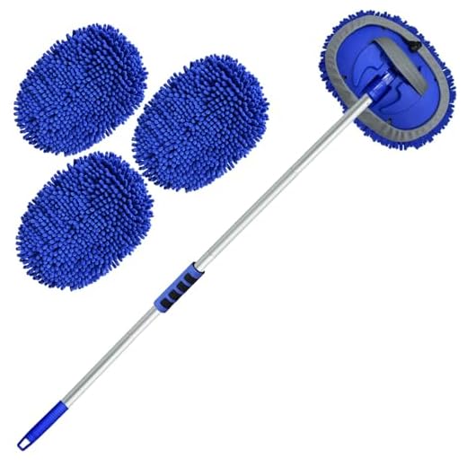 Wontolf 62'' Car Wash Brush with Long Handle Chenille Microfiber Car Wash Mop Kit Mitt Car Washing Brush Cleaning Kits Car Care Kits Scratch-Free Replacement Head Towels for Cars RV Truck Boat