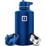 IRON FLASK Camping & Hiking Hydration Flask with Straw, Wide Mouth Insulated Stainless Steel Sports Water Bottle - 64 oz Cobalt