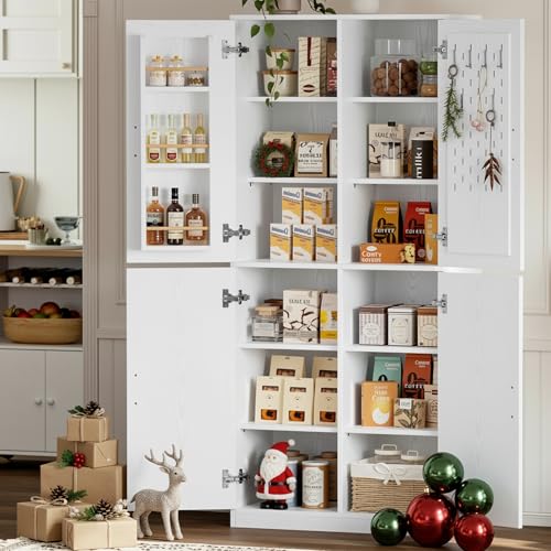 IRONCK 71' Kitchen Pantry Storage Cabinet with Storage Rack, Pegboard Doors, 4 Adjustable Shelves...