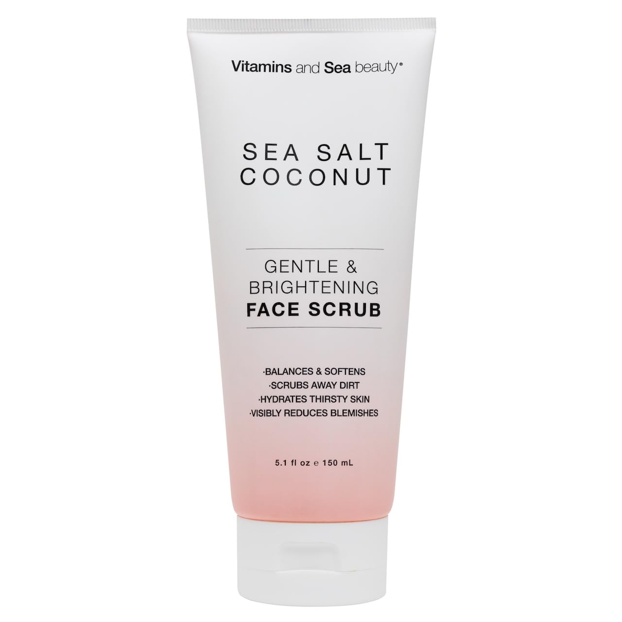 VITAMINS AND SEA BEAUTY Hydrating Exfoliating Face Cleansing Scrub for All Skin Types | Deep Pore Cleanser & Minimizer with Sea Salt and Coconut | 150 ML