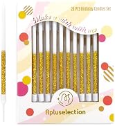 Gold Sparkle 24-Pack 5.5" Long Thin Glitter Birthday Candles
