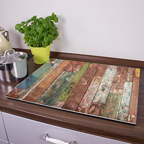 Herdabdeckplatte aus Glas | Herdabdeckung einteilig 60x52cm | Spritzschutz für Ceranfeld oder Induktionsherd | Schneidebrett perfekt für die