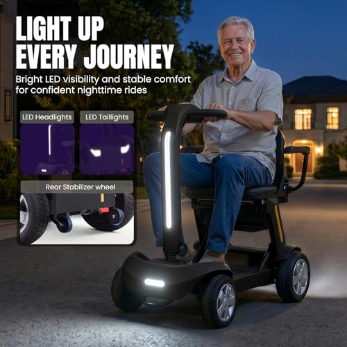 Image of SKRT Mobility Scooters for Seniors, 15 Miles Electric Powered Mobility Scooter 300lbs Capacity, Integrated Foldable Mobility Scooter, Handicap Scooters for Adults, Elderly, for Travel (Black)