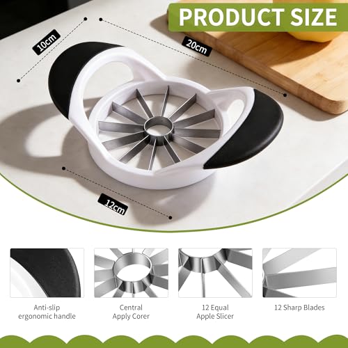 -BINGBING- Apple Cutter, Stainless Steel 4.72 Inch Apple Corer - Apple Slicer Tool with 12 Sharp Blades,with Anti-slip Handle
