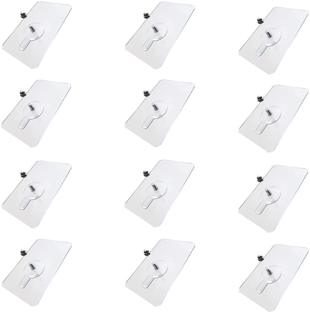 PVC Adhesive Nails Wall Hooks Heavy Duty Stick on Door Nail Free Screw Non-Trace No Drilling Nail Self Waterproof Adhesive Hanging Nails Hooks Holders Screws (Transparent, 8)-image-49