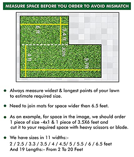Image of Yellow Weaves 45 MM High Density Artificial Grass Carpet Mat for Balcony, Lawn, Door (2.5 X 15 Feet)