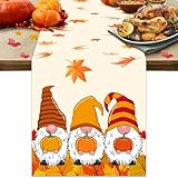 Tischläufer Herbst, Tischläufer Wichtel Herbst, Tischdecke Herbstlich, Herbstläufer Tisch, Herbsttischläufer, TischläuferGnome, 180 × 35cm Herbstdeko Innen für Wohnzimmer, Küche, Esszimmer, Party