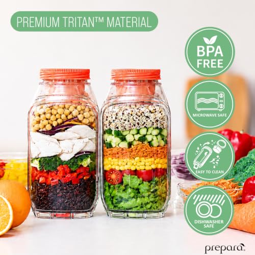 Image of Prepara Harvest Pod, Set of 2 - Dressing Capsule Included | BPA-Free Tritan, 6-Cup Capacity, Leakproof Lid & Mess-Free Dressing Capsules, Ideal for Meal Prep, Grain Bowls & Warm Dishes
