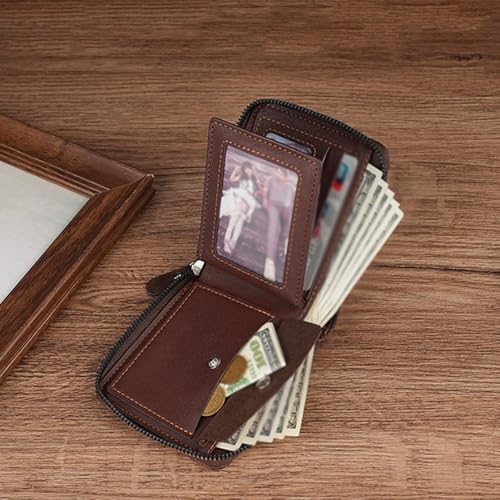 Zipper Bifold Wallet for Men or Women,Organized Storage & Secure Design,Short Style,Blue3