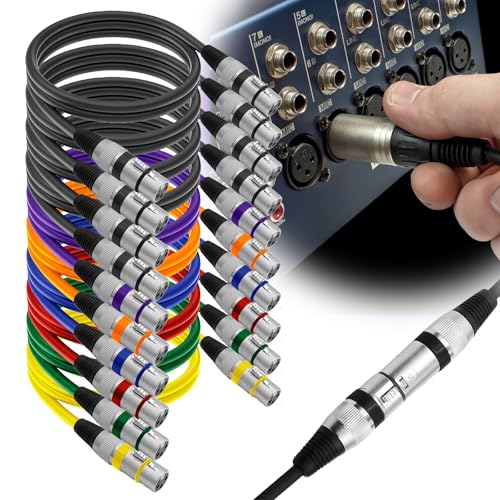 10 cables XLR, cable de micrófono XLR de 1 m, cable DMX, micrófono de 3 pines, XLR de señal macho a hembra, cable de micrófono XLR simétrico para estudio, producción en directo, consola de mezclas