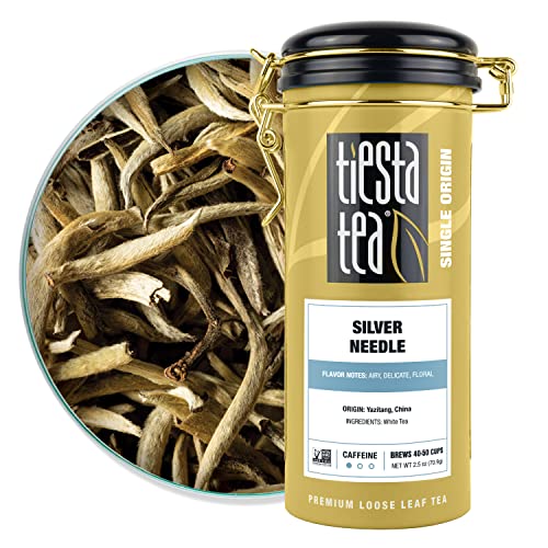 Silver Needle White Tea Loose Leaf, Single Origin China White Tea, 50 Cups