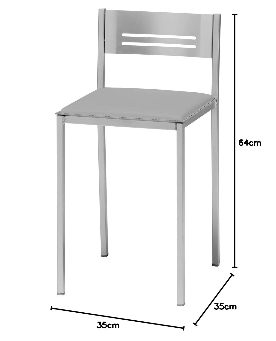ASTIMESA Küchenhocker mit grauem Kunstlederrücken, Sitzhöhe 45 cm (TABCRGR), 1 Stück