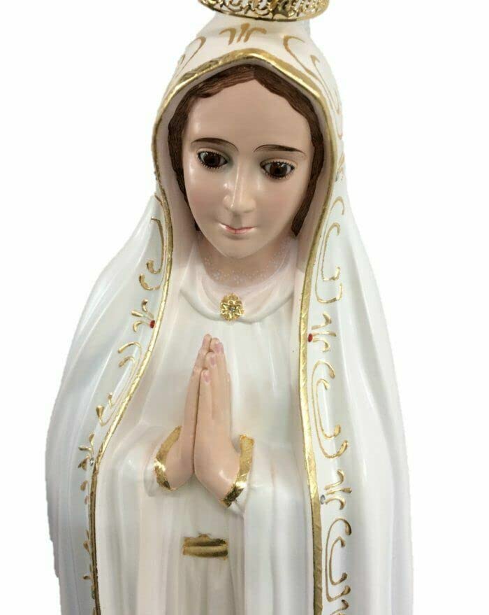 Generico ArteSacraCaravaggio Statua della Madonna di Fatima cm 115 (45,27 inches) in vetro resina con occhi in vetro decorata a mano di produzione artigianale