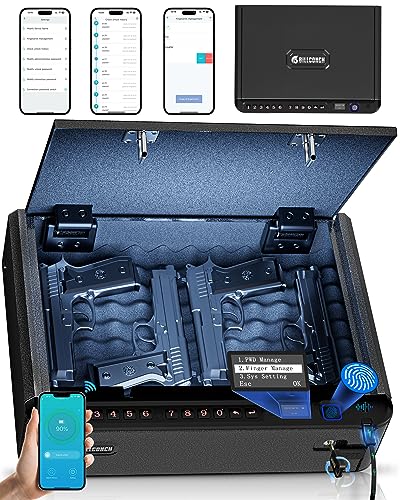 BILLCONCH Smart Gun Safe with Security Cable - Biometric Pistol