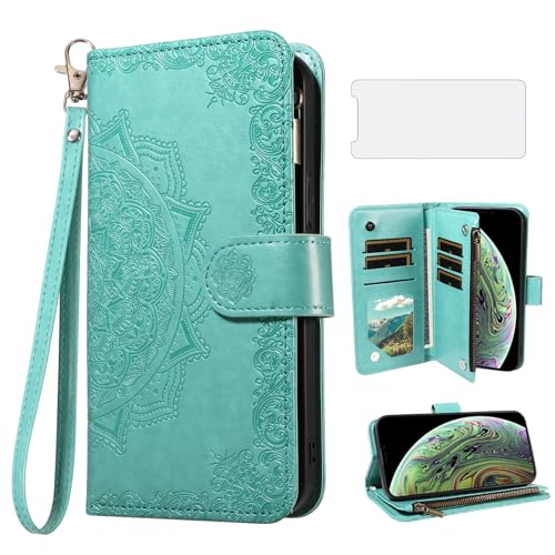 Coque iPhone Xs Max fleurie avec support de visionnage et fentes pour cartes