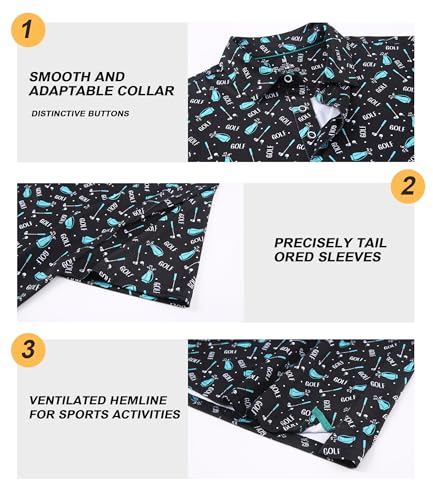 Image of Damipow Premium Golf Shirts for Men Dry Fit Performance Polo Short Sleeve Collared Shirt