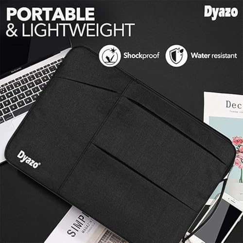 Image of Dyazo 15-15.6 Inch Laptop Sleeve Case | Water Resistant Cover with Charger Pouch & Three Front Pockets | Compatible for Dell, HP, MacBook, Lenovo, Acer, Asus & All Other Notebooks (Black)
