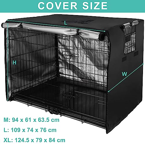 AXPQHL Dog Cage Cover,600D Oxford Fabric Material Dog Cage Cover Durable Waterproof And Windproof Dog Cage Cover For Indoor And Outdoor Use,Black(94 x 61 x 63,5 cm) - Image 3