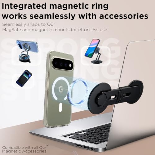 Image of RIGGEAR Shockproof Clear Hybrid Armor Magnetic Back Cover Case Compatible with MagSafe Accessories for Google Pixel 11 Pro XL (Transparent PC and TPU Bumper)