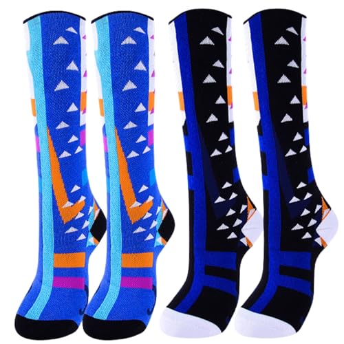 LifeEase Haven 2Pairs Kids Merino Wool Ski Socks Winter Warm Thermal Snow Socks (US, Alpha, Small, Regular, blue/black)