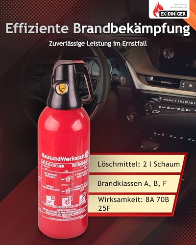 Feuerlöscher 2 kg Aluminium Schaumfeuerlöscher für Haus und Werkstatt