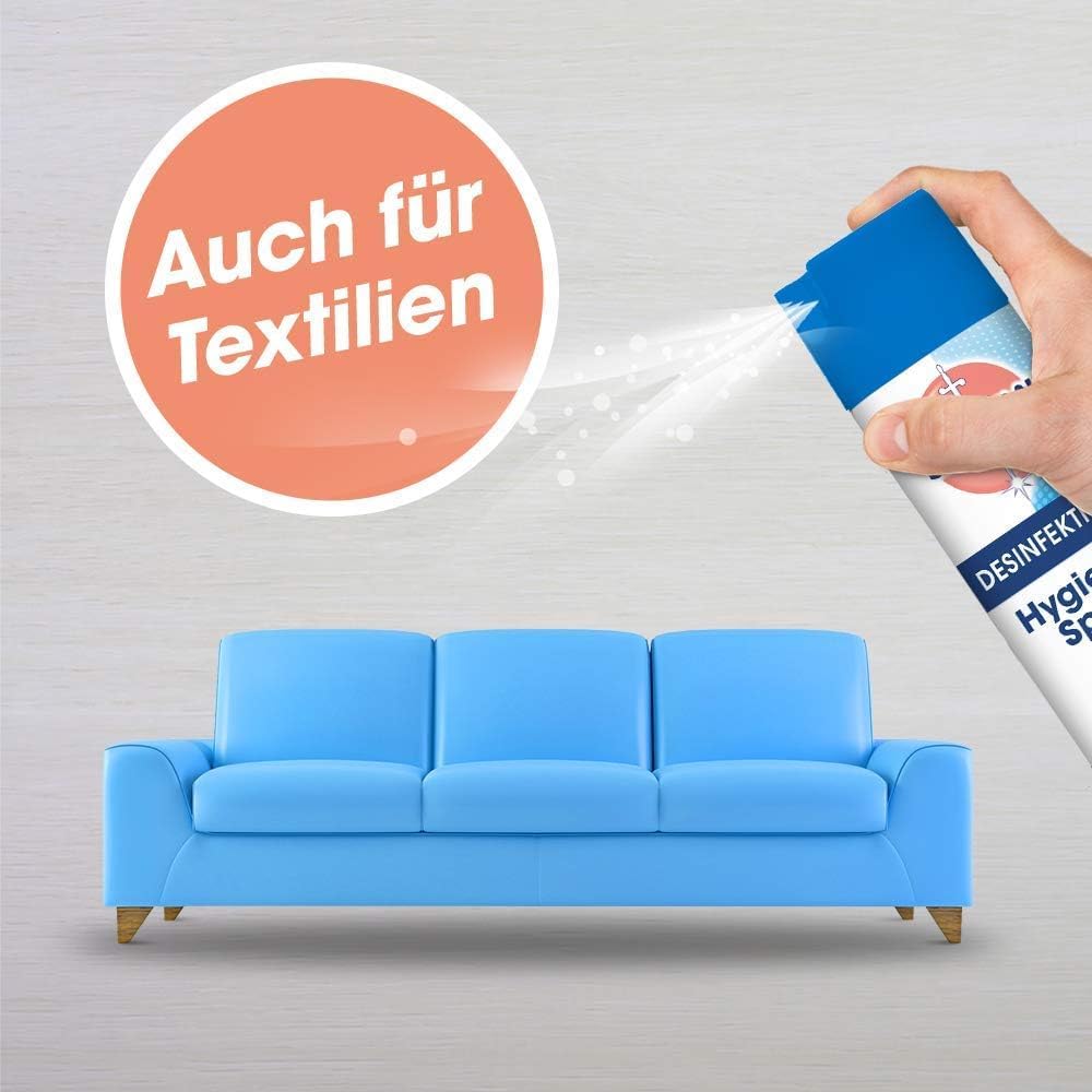 Sagrotan Hygiene-Spray (Aerosol) Desinfektionsspray (für Textilien und Oberflächen im Haushalt, Sprühflasche im praktischen Vorteilspack) 6 x 400 ml & Sagrotan WC- und Bad- Reinigungstücher, 60 Tücher