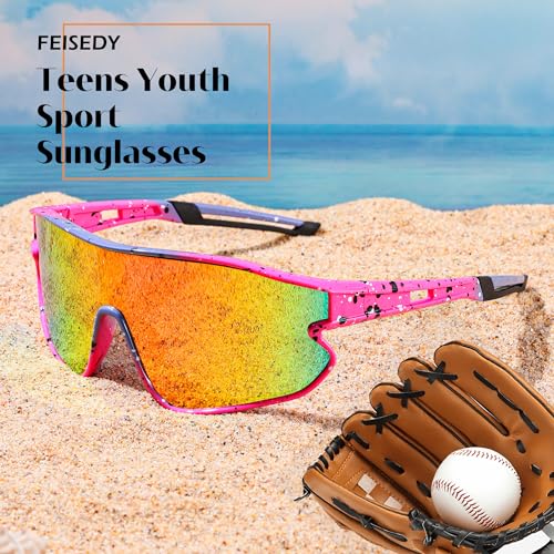 Feisedy Unisex Youth Sunglasses, Teens Baseball Tennis Sunglasses, Uv400 Sports Boys Girls Cycling Shades B4064 thumb #6