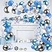 FORMIZON Globos de Fiesta Kit de Guirnalda, Globos de Metal Azul Blanco y Plata, Globos de Látex llenos de Confeti Arco para Decoraciones de Bautizo Comunion Baby Shower Boda de Fiesta de Cumpleaños