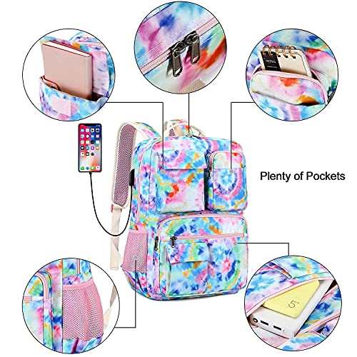 Camtop School Backpack Tie Dye Laptop Backpacks Women College Backpack Water Resistant Rucksack Bookbags (Tie-Dye Blue) #TOP7