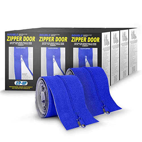 Zip-Up Products Zipper Containment Door - 84" x 3" Cloth Peel & Stick Zip Barrier with Self Adhesive Backing & Air Tight Seal- 24 Zipper Doors - ZIP7.3TWBC
