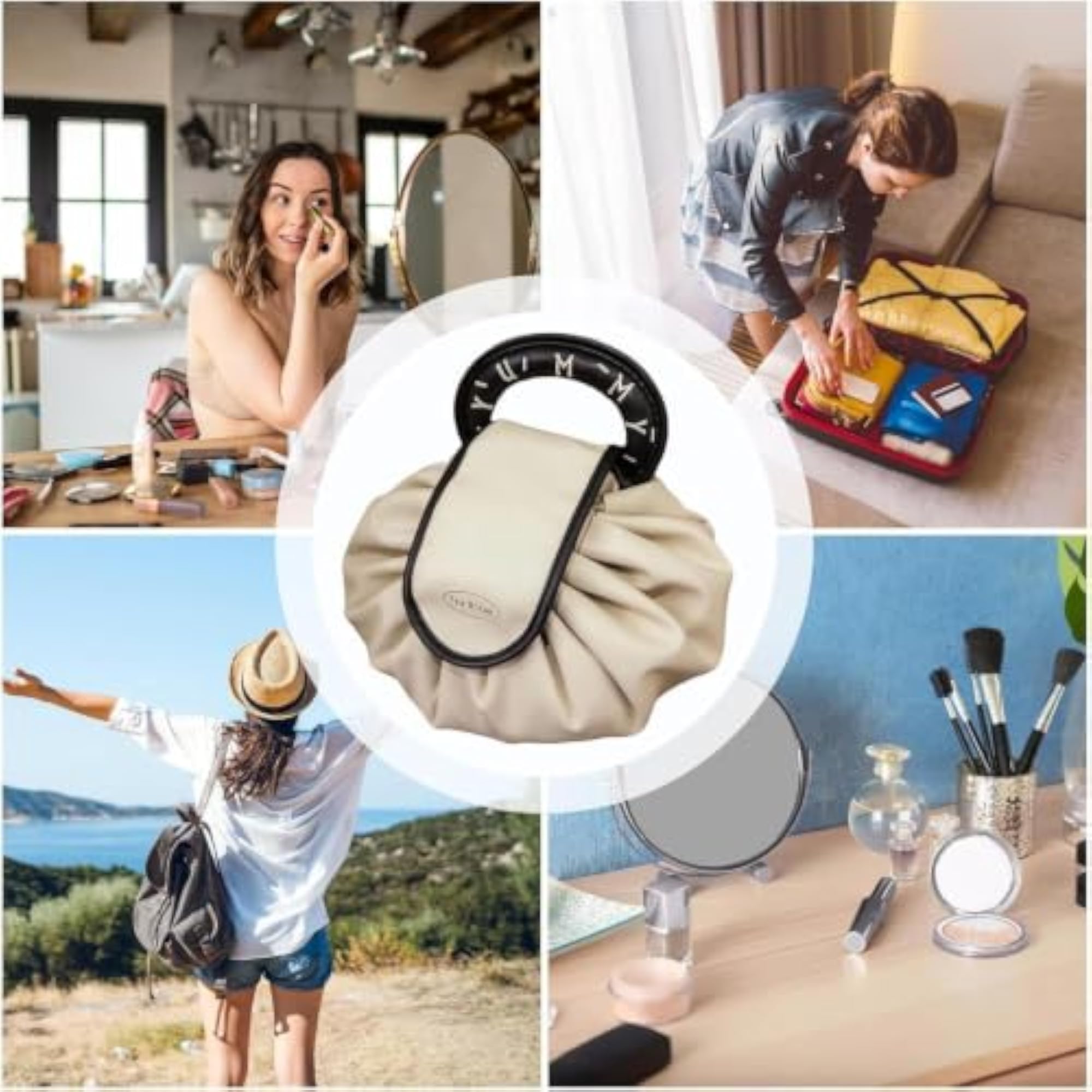 Lazy Drawstring Makeup Bag, Fashion Handbag for Travel
