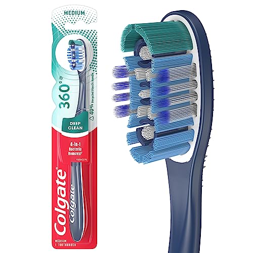 Colgate Battery Powered 360 Toothbrush With Tongue And Cheek Cleaner, Medium Toothbrush, 1 Pack #TOP11