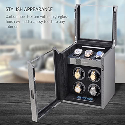 Timecube Watch Winder For 4 Watches With 15 Winding Programs And 3 Watch Storage Slots (Carbon) #TOP1
