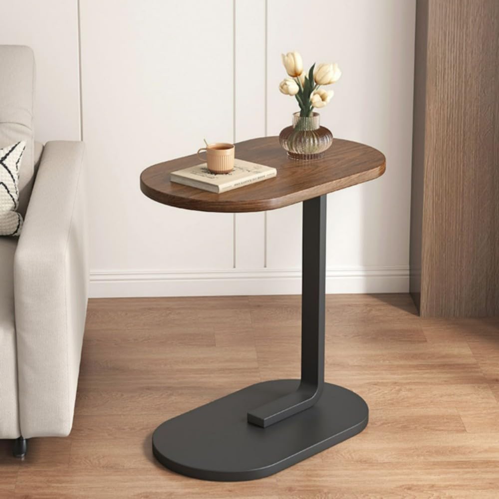 gs GREATERSCAP C Shaped Side Table for Sofa, Modern Wooden Top End Table with Sturdy Metal Frame, Compact Laptop Table, Bedside Snack Coffee Table for Living Room Bedroom Office 4