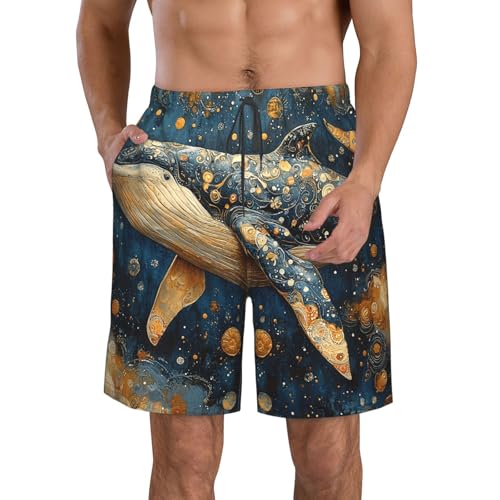Men's Swim Trunks Bathing Suit Quick Dry Beach Board Shorts - Whale Art