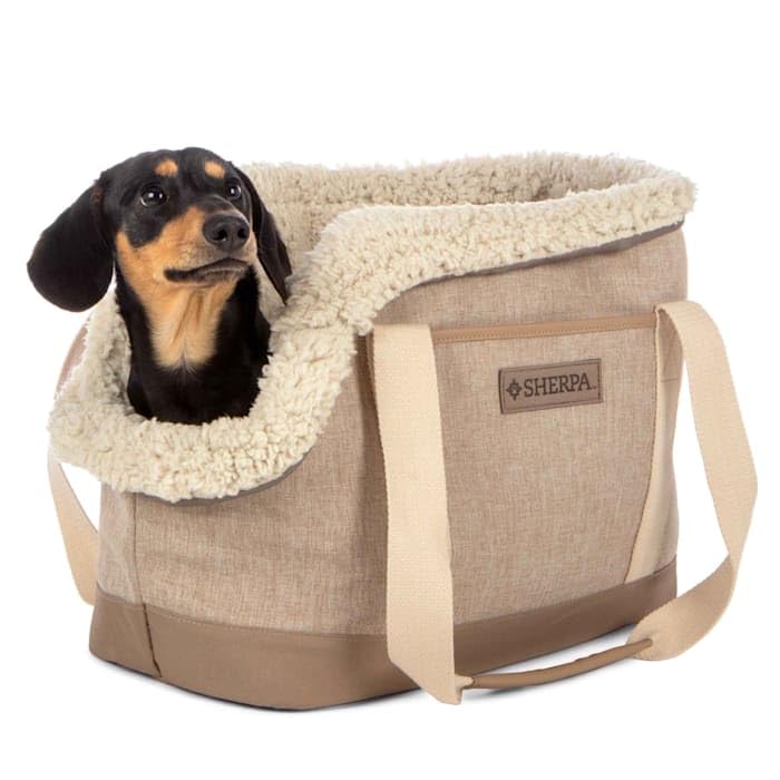 Sherpa Tan Luxe Tote Fashionable Pet Carrier, Medium