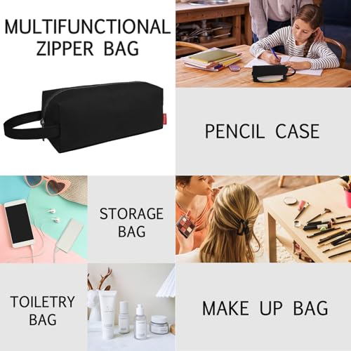 Image of Fmeida Pencil Case Pouch - Water Resistant Pencil Pouch Portable Pencil Bag Simple Office Stationery Pouch with Handle Back to School Supplies - Black