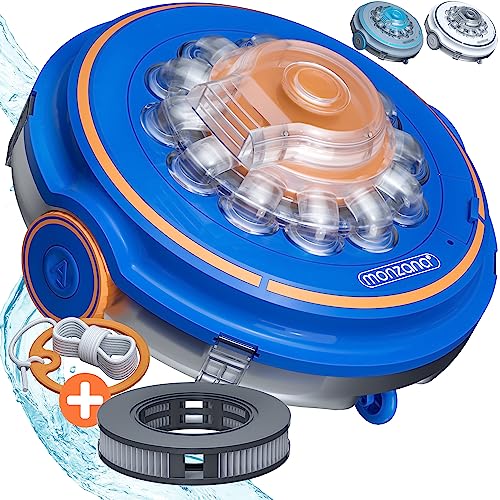 MONZANA® Poolroboter Poolboy600 Kabellos Vollautomatisch 80 Min Akku 5200mAh Li-Ion 80m² Pool Bodensauger Poolreiniger Poolsauger Royalblau