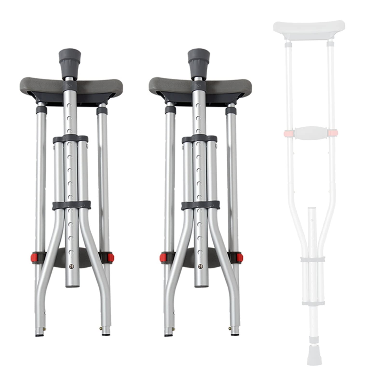 Muletas Ajustables para Adultos para Caminar, Muletas Médicas Plegables de Aluminio con Cómoda Almohadilla para Las Axilas Y Empuñadura, Pack de 2