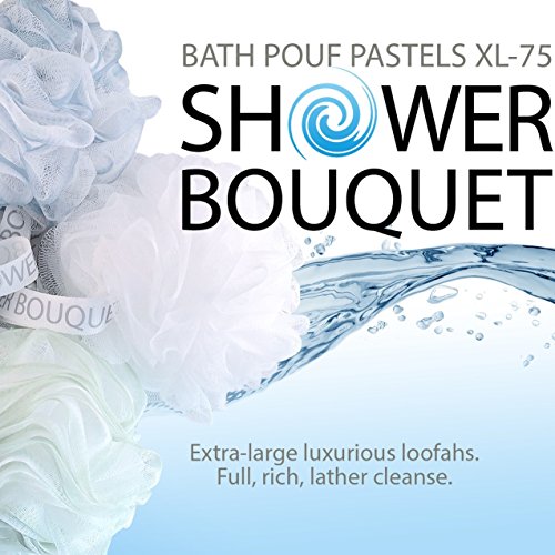 image for Loofah Bath Sponge XL 75g Soft Set by Shower Bouquet: 4 Pack Pastel Co