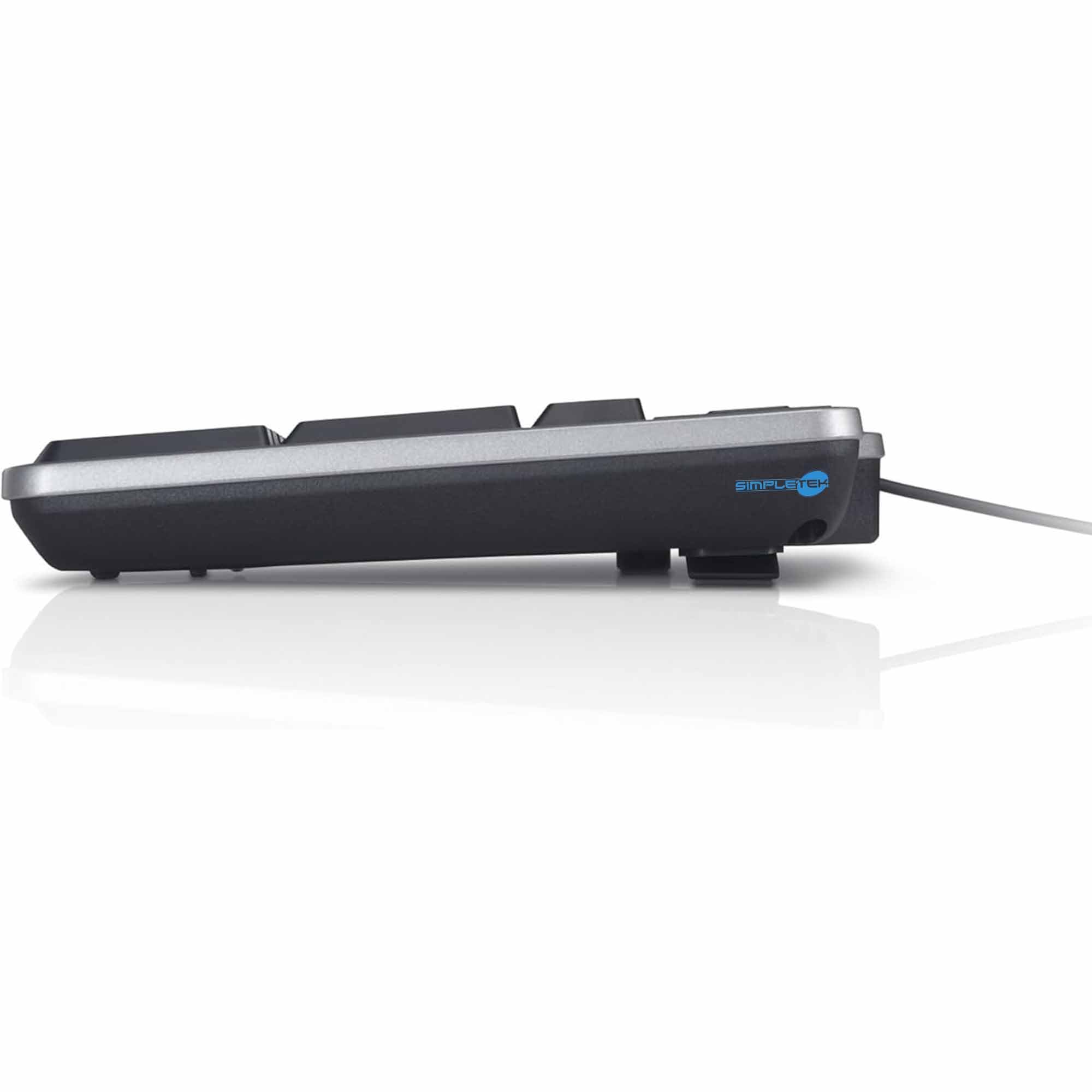 SIMPLETEK - Tastiera cablata USB - layout tedesco QWERTZ - 104 Tasti | per PC Desktop e Notebook | Poggiapolsi integrato