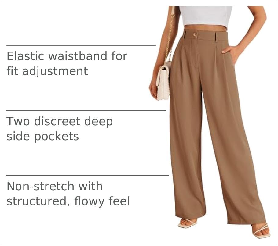 Image of LILLUSORY Womens Wide Leg Dress Work Flowy Pants Business Casual Outfits
