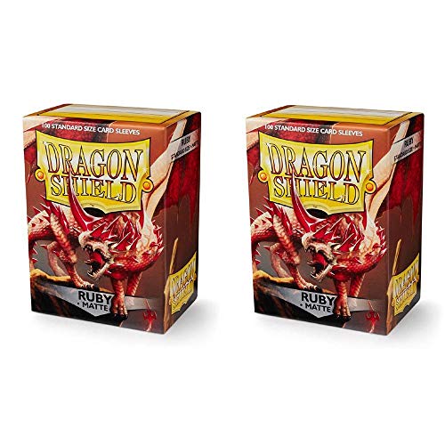 Dragon Shield Matte, Ruby/Rubin 200 Titolare Della Carta, Maniche (2 Packs, 2X100) Per Tcgs Pokemon Mtg Magic
