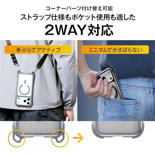 MagEasy iPhone 17 Pro Max 対応 ケース クリア ショルダー ストラップ MagSafe 対応 耐衝撃 スマホケース マグセーフ 透明 頑丈 ショルダーケース Odyssey +Strap M の商品画像 3