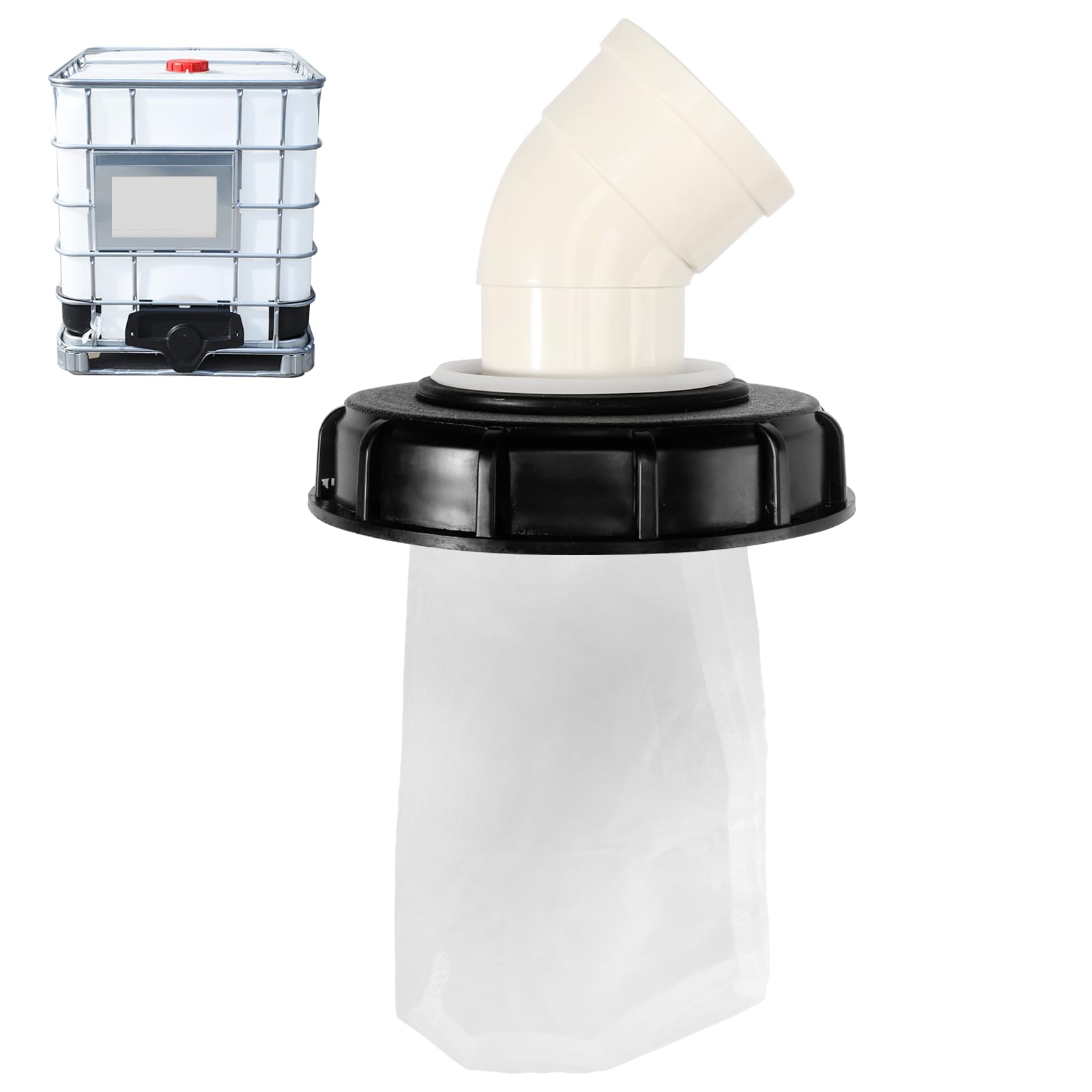 IBC Lid Filter, 165 mm Washable Nylon Tank Cap Water Filter, 45° IBC Lid Filter, IBC Tank Accessories with Filter for Rainwater Tank DN 150