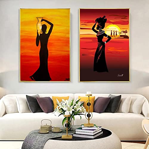 Affiches Vintage Femme Africaine Danse Toile Mur Art Salon 40x60cm