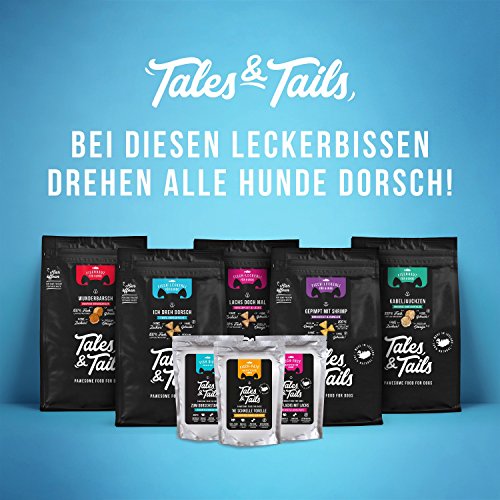 Tales & Tails® - Nassfutter für Hunde aus 100% isländischer Forelle | Getreidefreies Hundefutter, Natürlich, Nährstoffreich, Zuckerfrei | Hundenassfutter „’Ne schnelle Forelle“ | 8X 100g