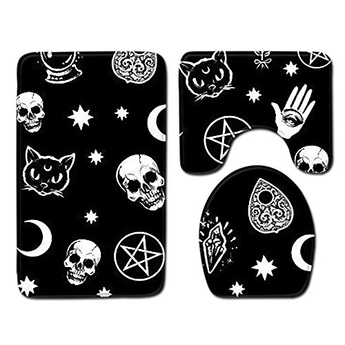 CNNINHAO rutschfeste 3 Teilig Badteppich Set, Badezimmer Teppich U-förmigen Contour Matte und WC Vorleger Badematte Soft…