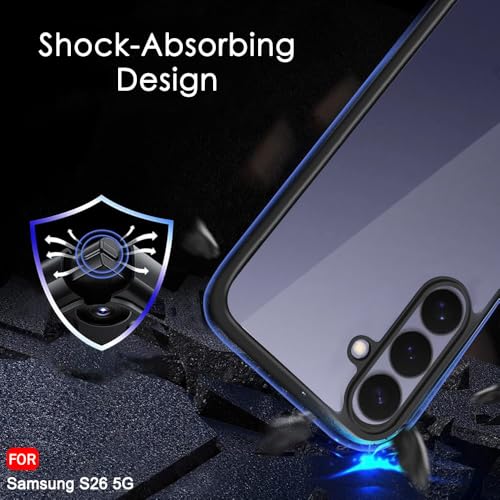 Image of TheGiftKart Ultra-Hybrid Shockproof Back Cover Case for Samsung Galaxy S26 5G | 360 Degree Protection | Crystal Clear Hard Transparent Cover Case for Samsung S26 5G (PC & TPU, Black Bumper)