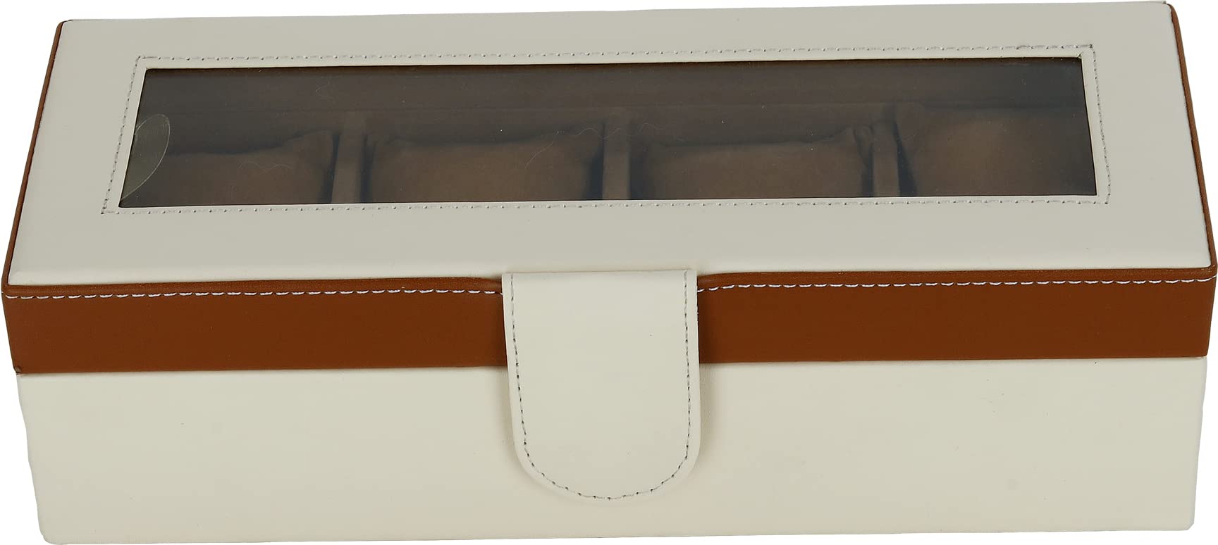 Fly Fashion Engineered Wood Watch Box Holder Organizer Case In 4 Slots Of Watches For Men And Women With Transparent Display - Tan (Blue) (Tan) (B0C6MP9PDX) Amazon Price History, Amazon Price Tracker